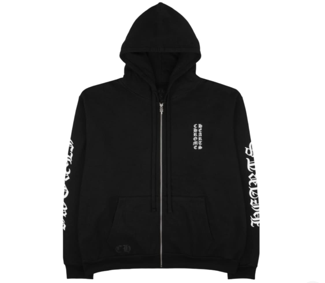크롬하츠 버티컬 롱 플리스 집업 후드 블랙 XL 상품이미지1
