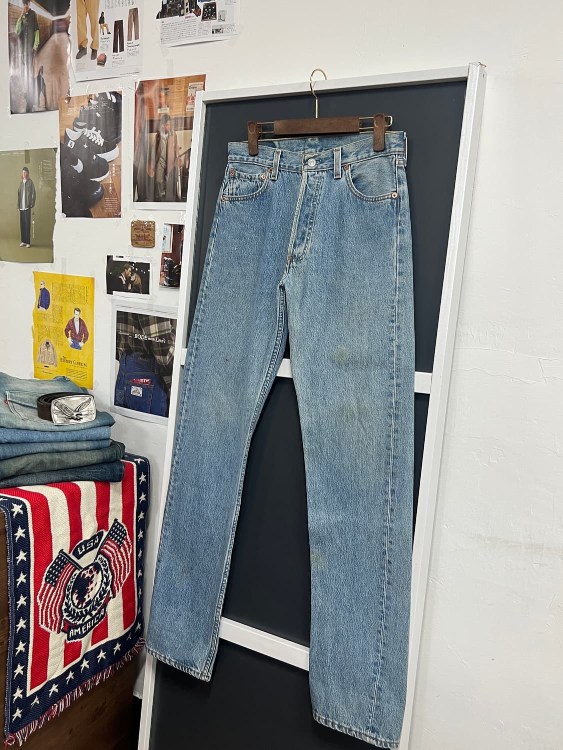 90s USA Levis 리바이스 501 스트레이트 연청 데님 팬츠 상품이미지10