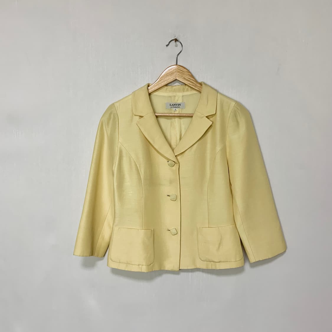 LANVIN 린넨 혼방 자켓 옐로우 랑방 여성 빈티지 세미크롭 자켓 상품이미지1