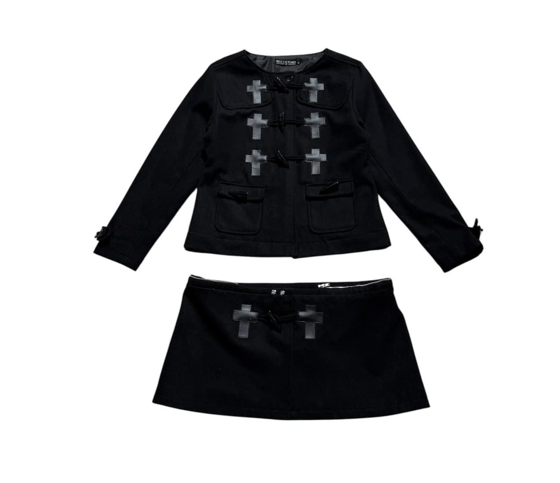 헬 캣 펑크 2WAY 크로스 더플 코트 자켓 상품이미지4