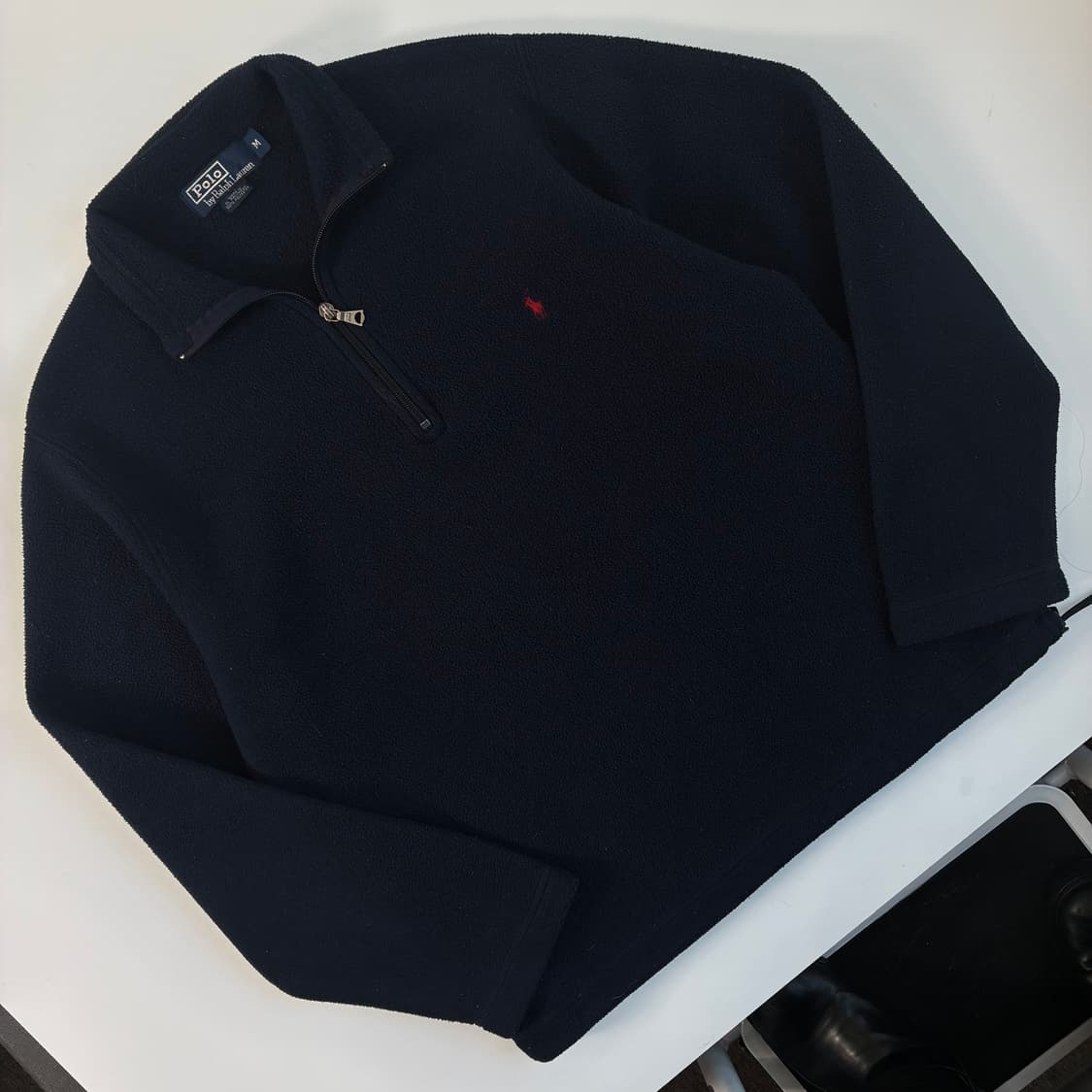 Polo  폴로 랄프로렌 90,s 자수 네이비 반집업 플리스 상품이미지2