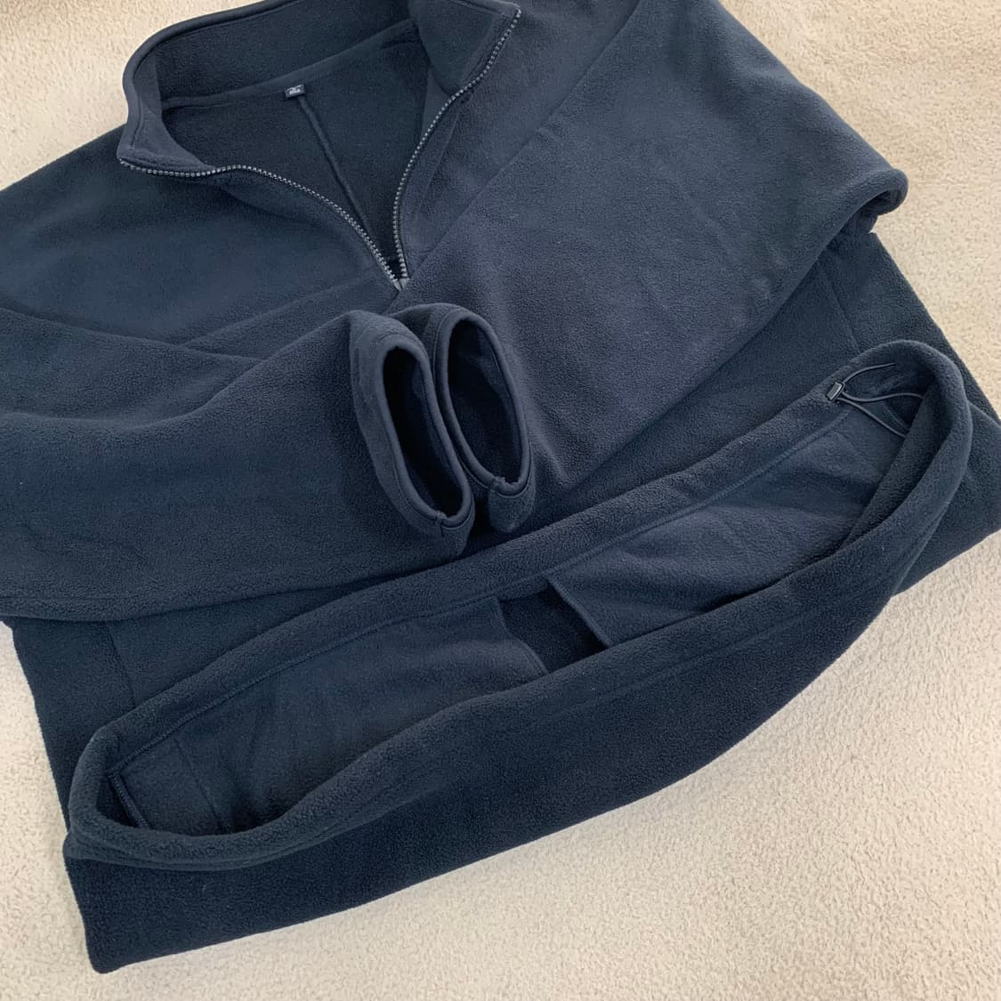 유니클로 후리스 하프집업 오버사이즈 풀오버(XL/블랙)신칠라 플리스 상품이미지5