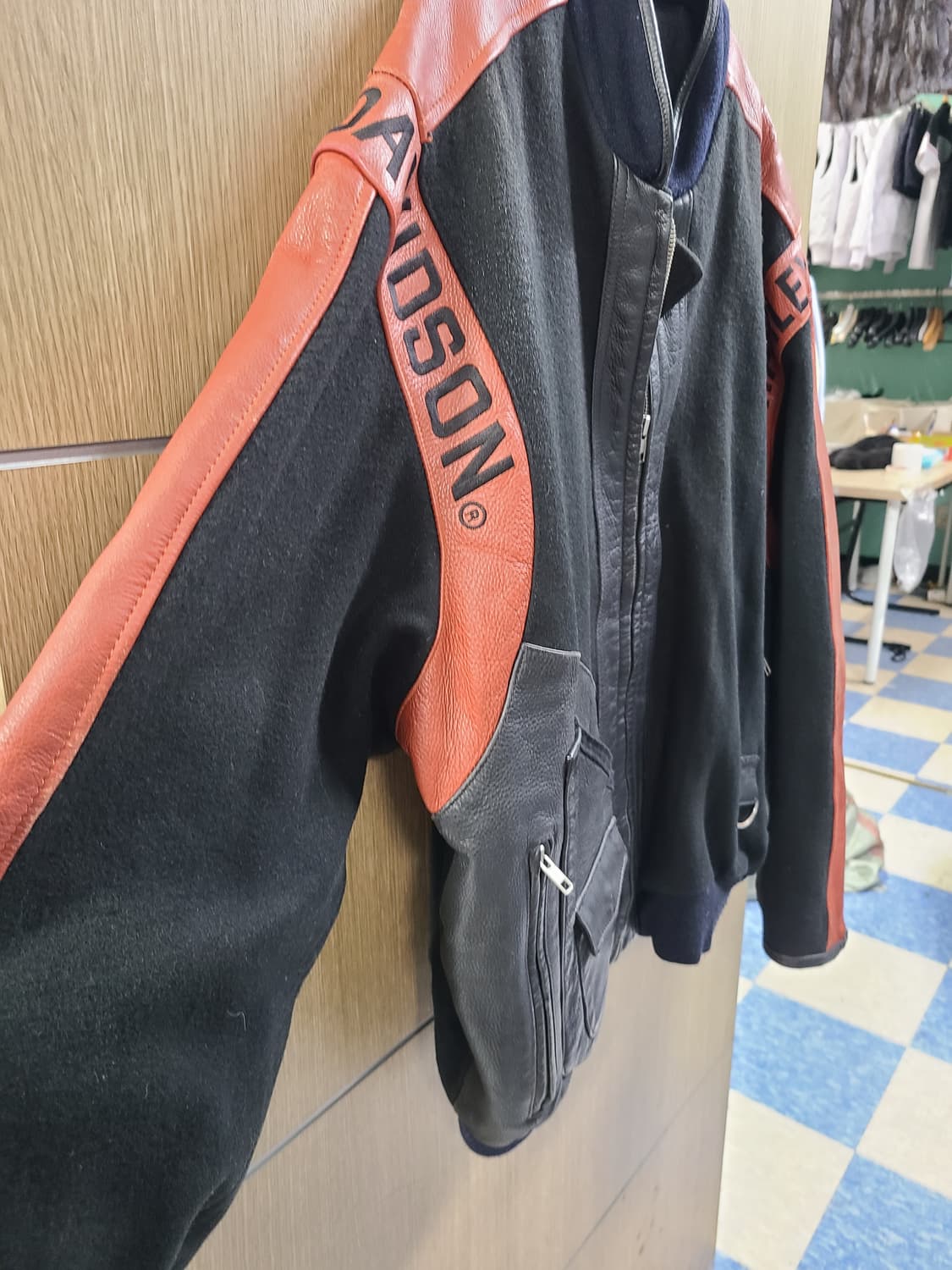 할리데이비슨 모 가죽 배색 블루종 자켓 상품이미지3