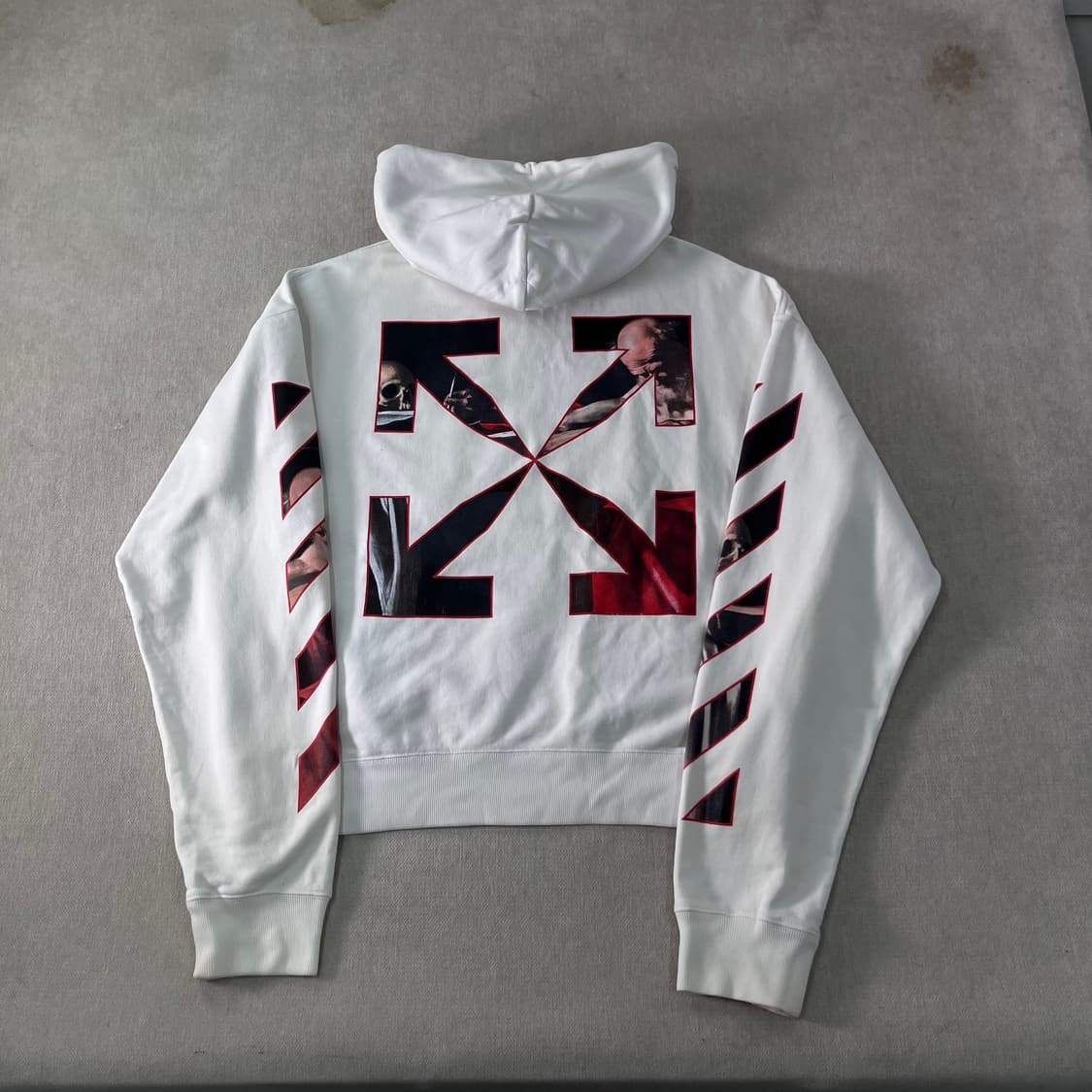 105 오프화이트 카라비지오 프린트 화이트 후드티 상품이미지1