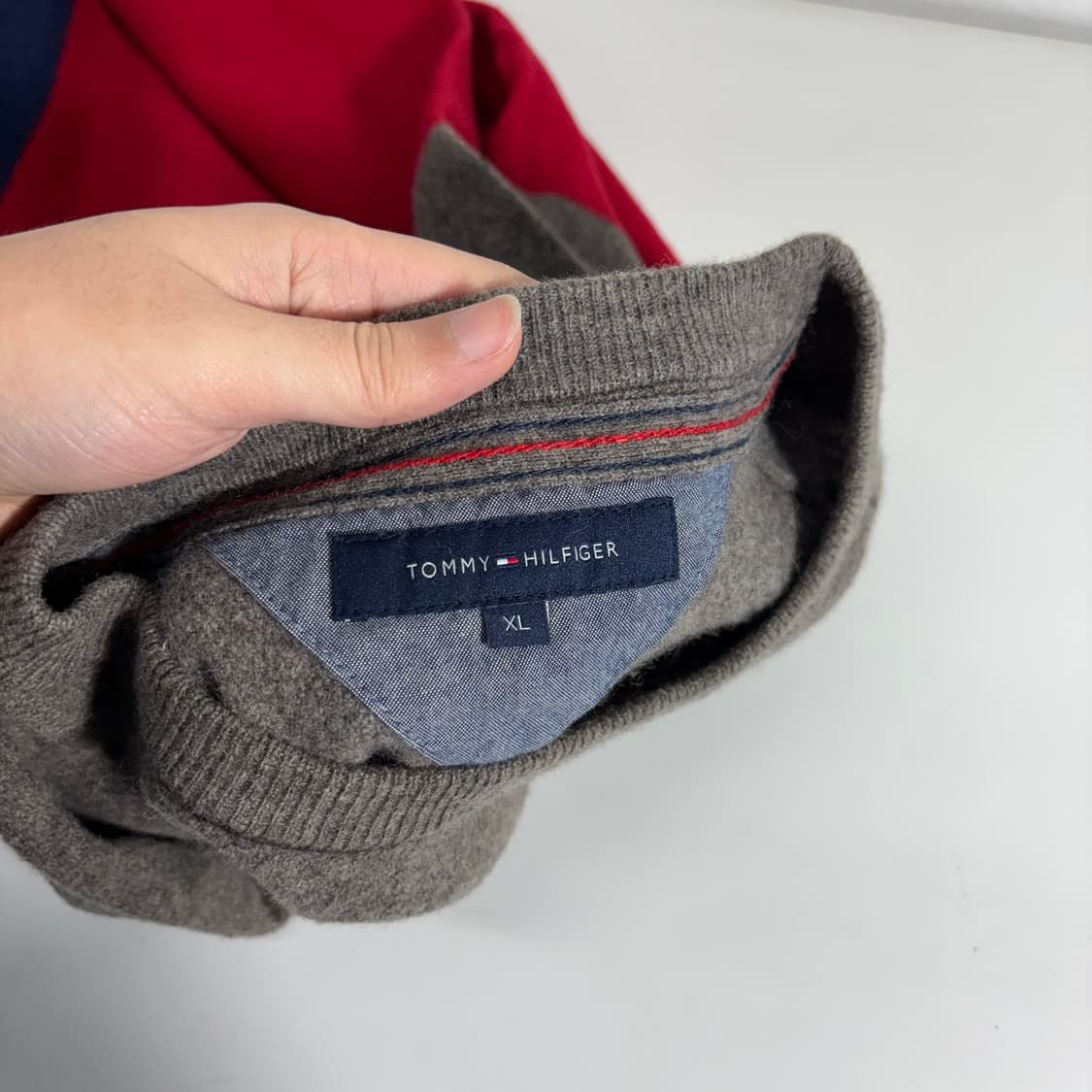 XL 타미힐피거 멀티컬러 기본로고 울100% 라운드니트 상품이미지3