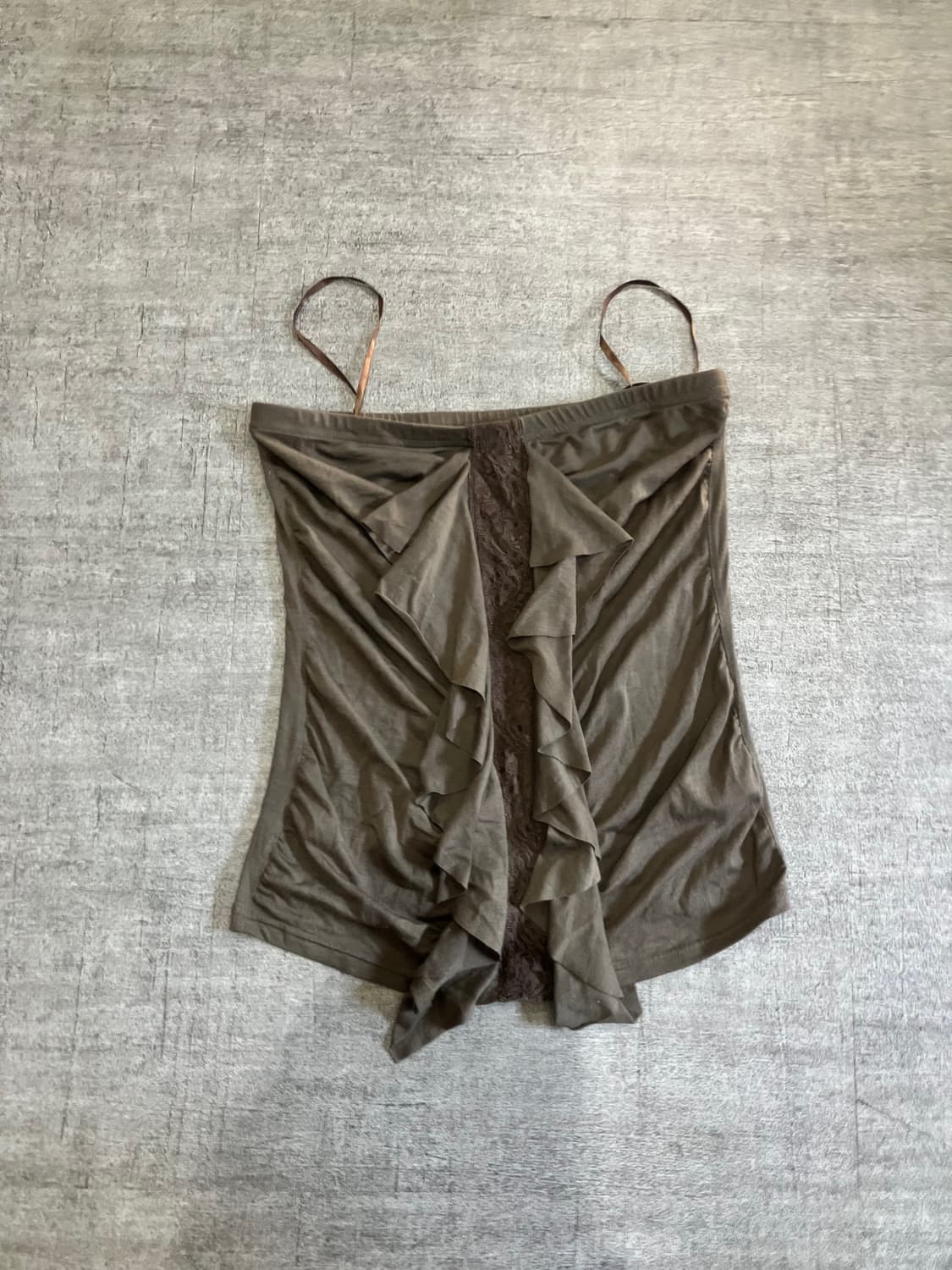 일본빈티지 핀터깔y2k 보헤미안 슬리브리스 레이스러플나시 상품이미지1