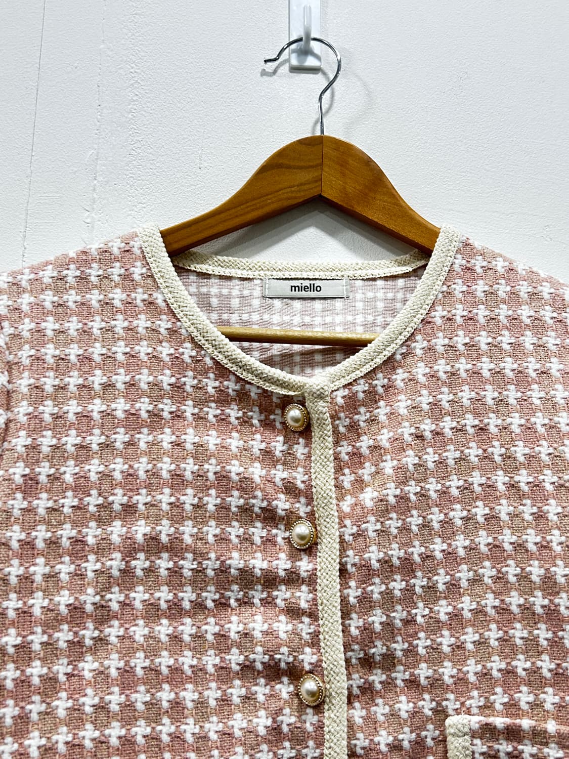 [F] 미엘로 인디핑크 하운드투스 트위드 자켓 가디건 여성 F 상품이미지2