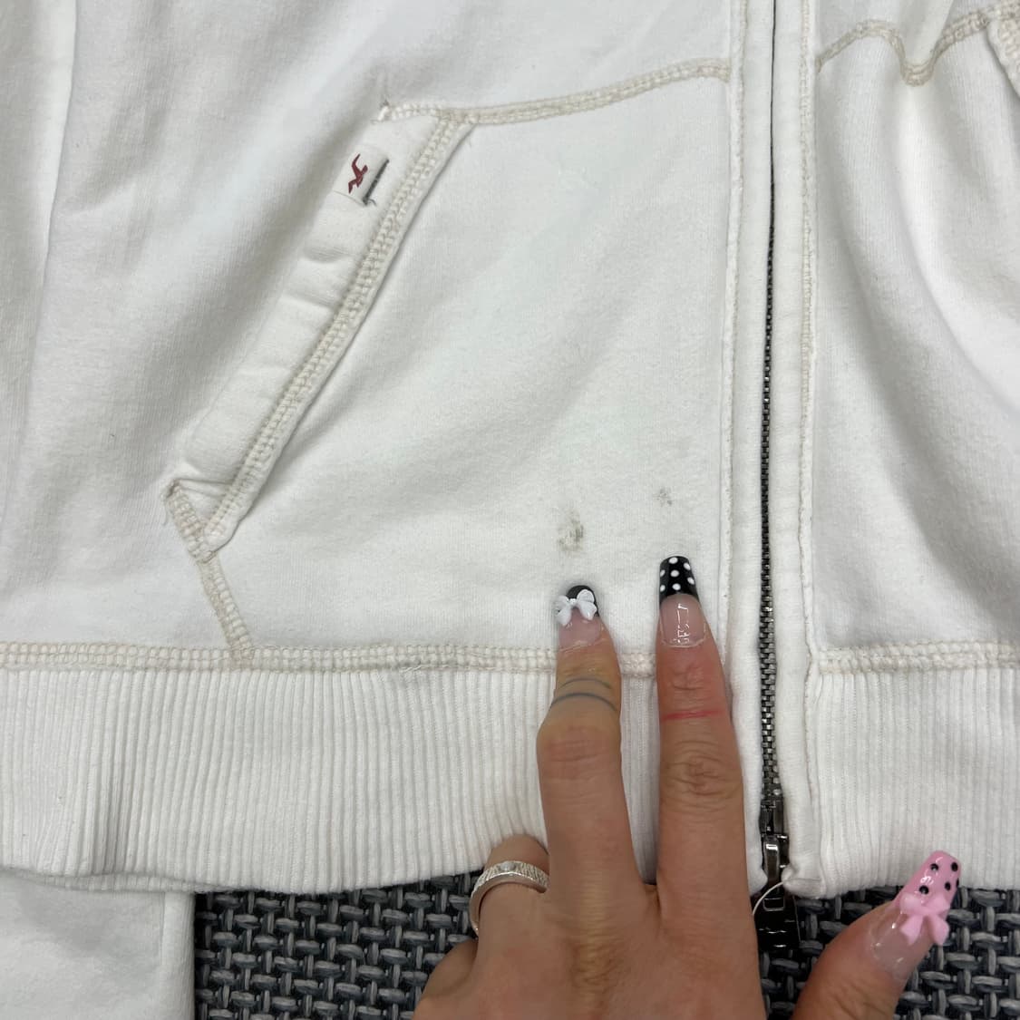 착샷O 홀리스터 화이트블루 암레터링 후드집업 상품이미지3