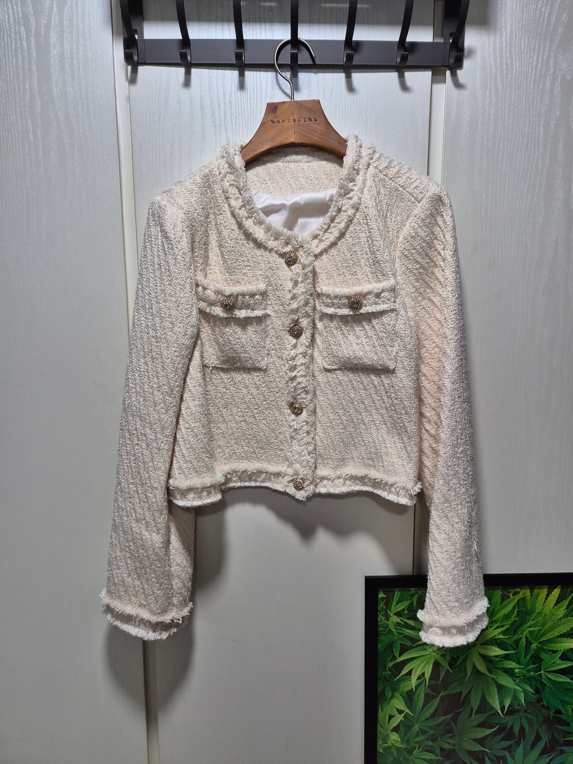 (세일)(새상품)아이보리 트위드 자켓 금장 단추 상품이미지1