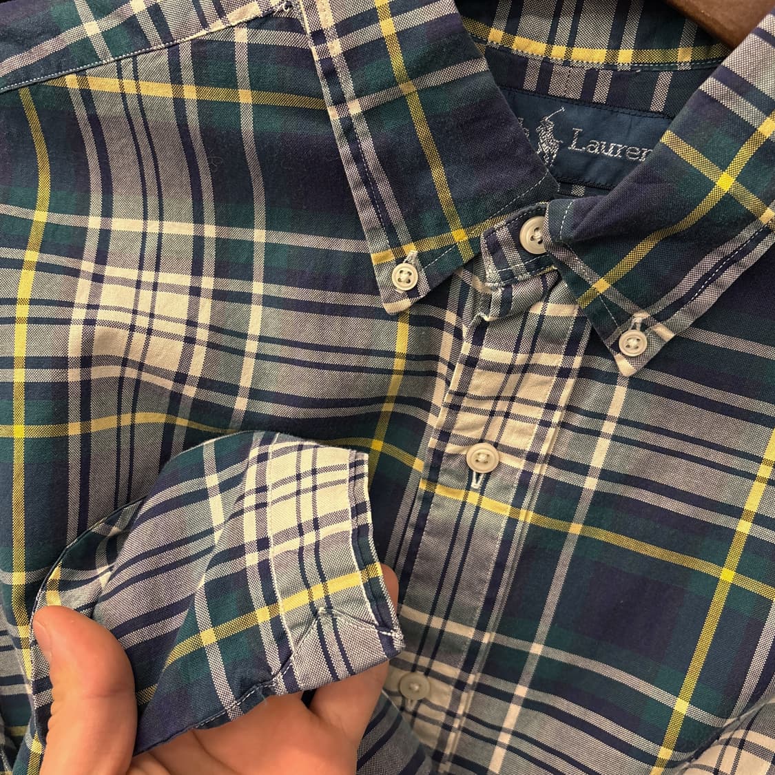 90s 폴로 랄프로렌 클래식핏 윈도우 타탄체크 버튼다운 셔츠 N752 상품이미지6