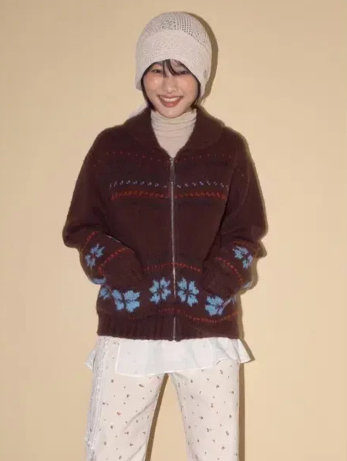 택o새제품) 셀리테일즈 스노우 코위찬 집업 가디건 브라운 상품이미지3