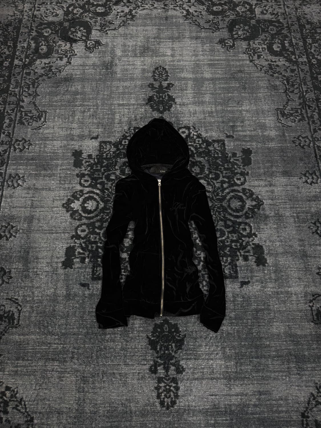 Xfrm logo black velour hoodie 상품이미지1