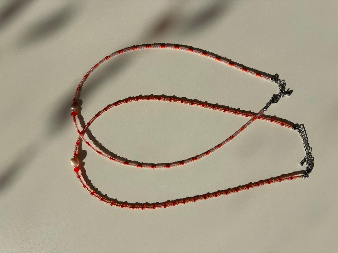 진주 주황비즈 목걸이 상품이미지5