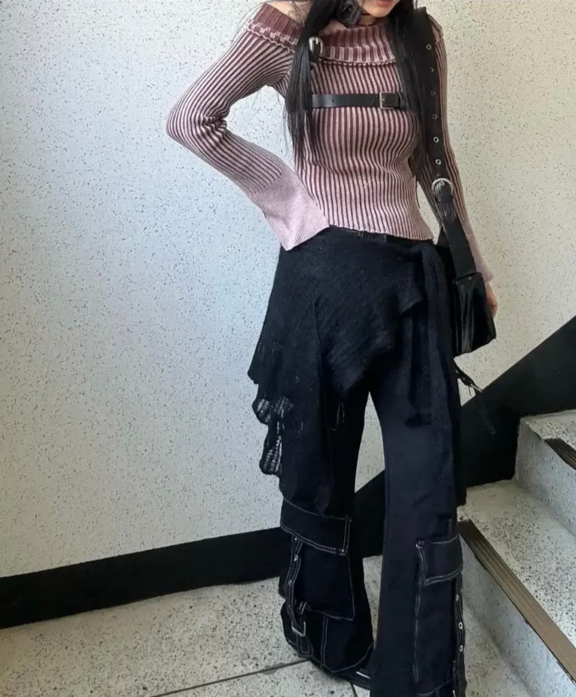 미라이클립 빈티지 y2k 벨트 오프숄더 상품이미지3