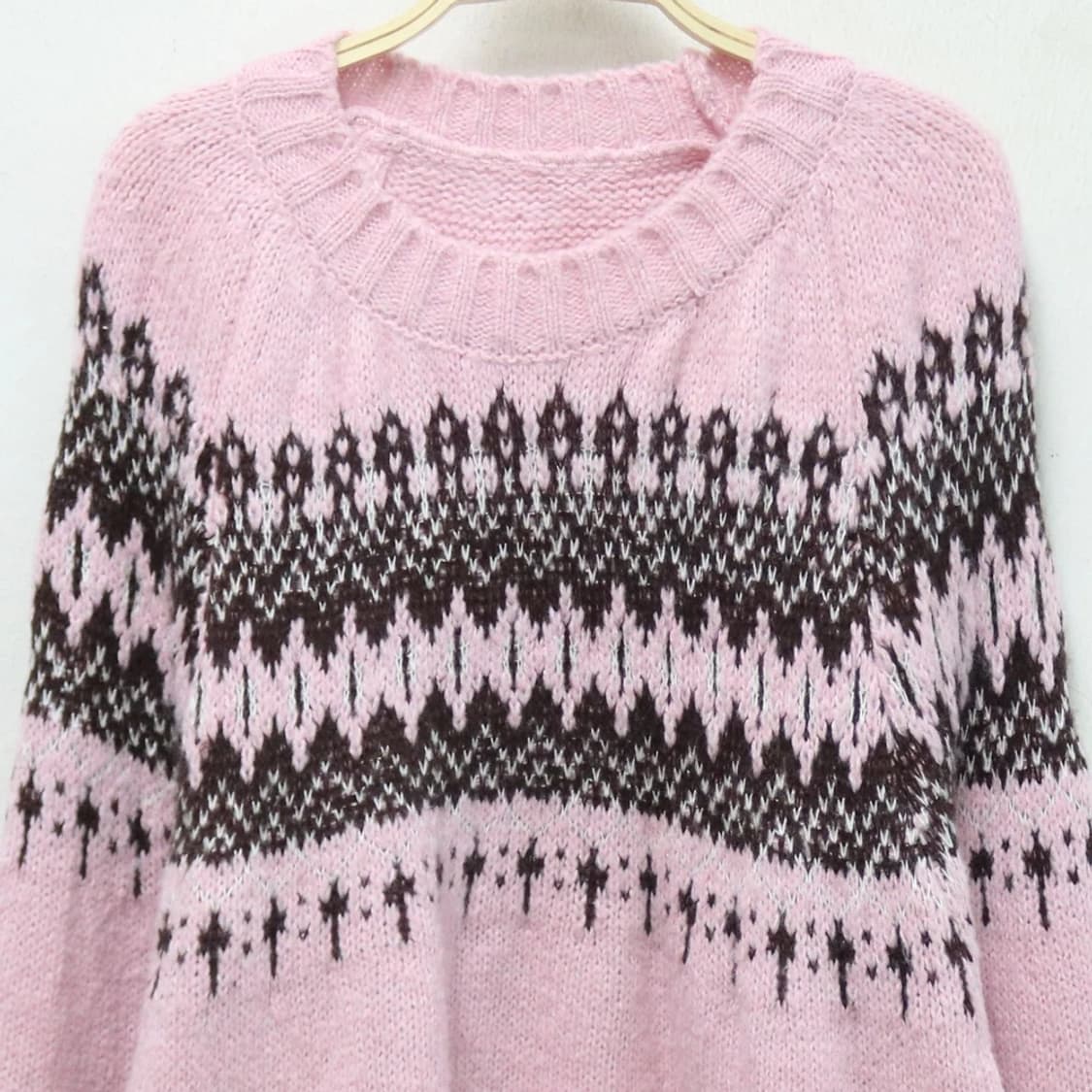 히메갸루 핑크 눈꽃 패턴 니트 61315 상품이미지5