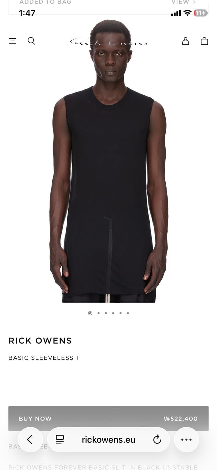 릭오웬스 베이직 슬리브리스 상품이미지1