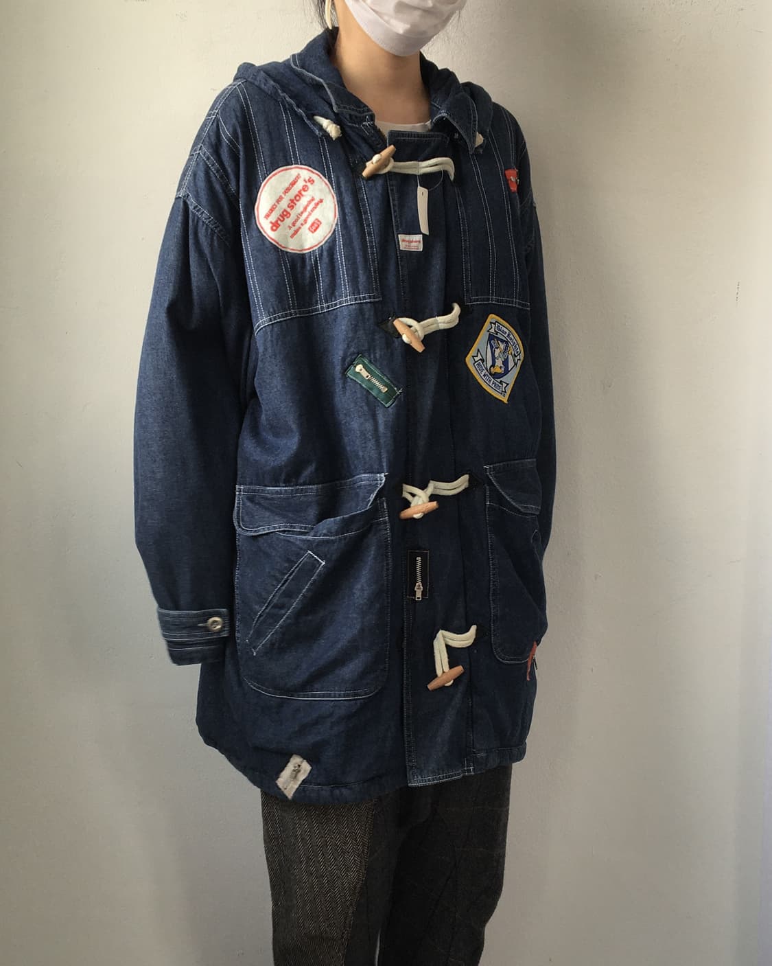 Patch point duffle button hood coat 상품이미지6