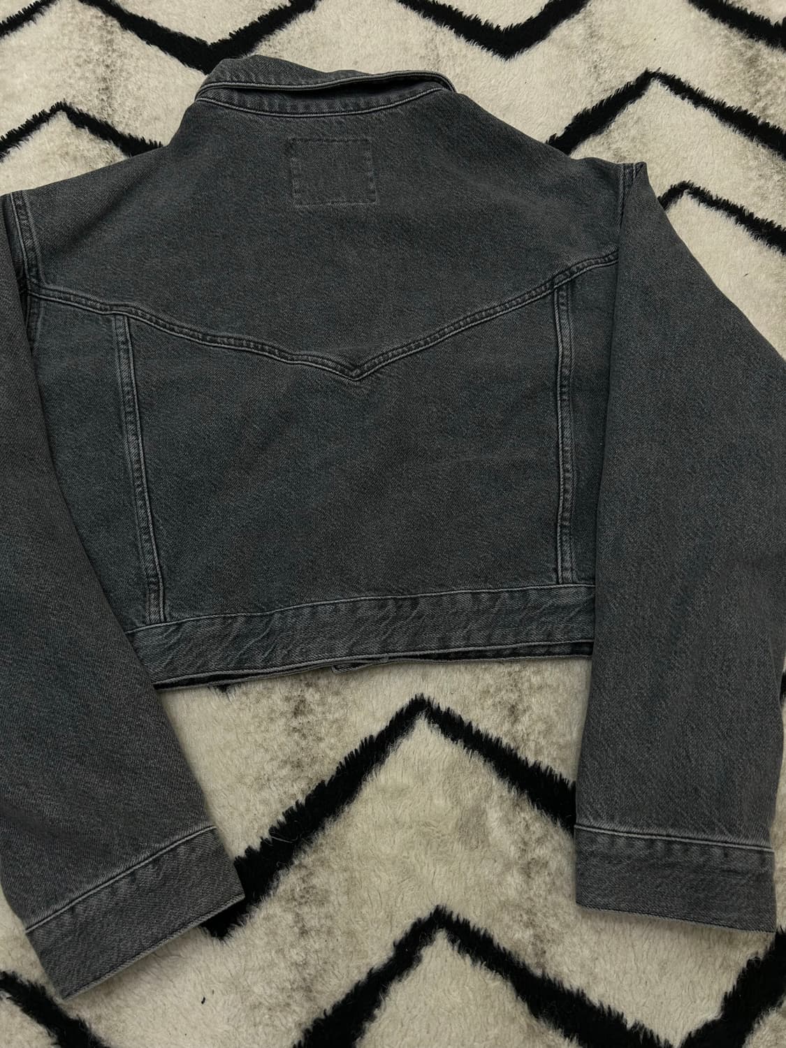 [XL]ZARA 크롭 워시드 데님 자켓/그레이 상품이미지3