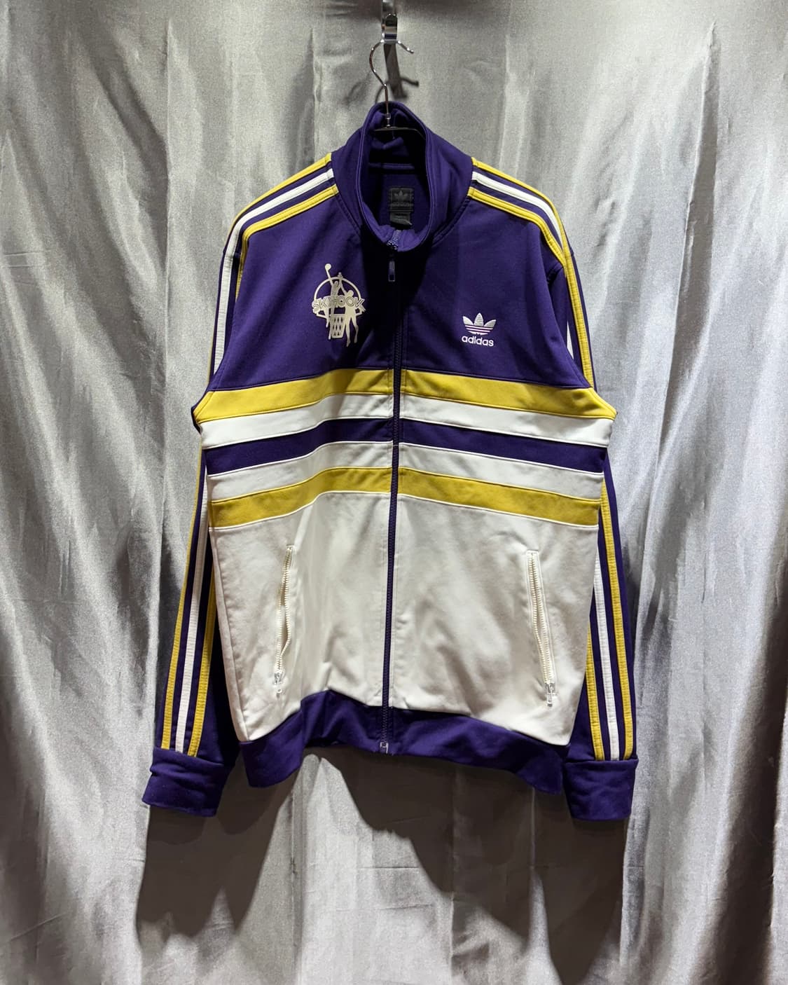 M 아디다스 파이어버드 스펠링 로고 배색 베스킷볼 퍼플 트랙탑 상품이미지3