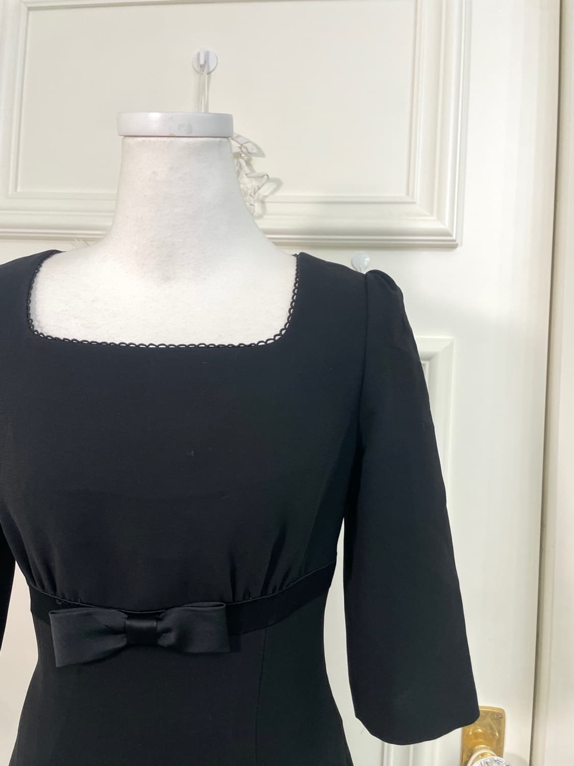 black bow point shirring square-neck opc 상품이미지6