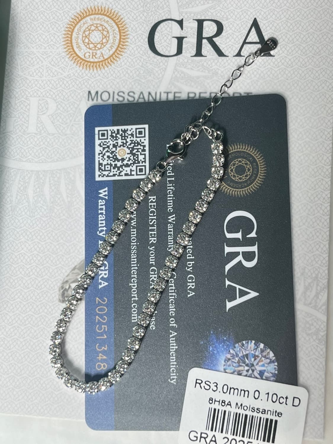 *새상품* 모이사나이트 4프롱 18k 화이트골드 테니스 은팔찌 상품이미지4