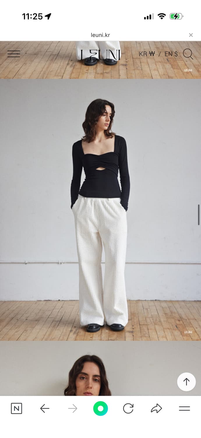 리유니 코듀로이 코지 와이드 팬츠 아이보리 상품이미지3