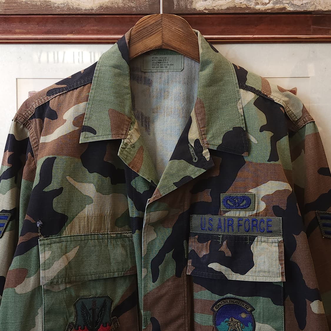 90s 미군 BDU 카모셔츠 우드랜드 에어포스 미디움 레귤러 상품이미지3