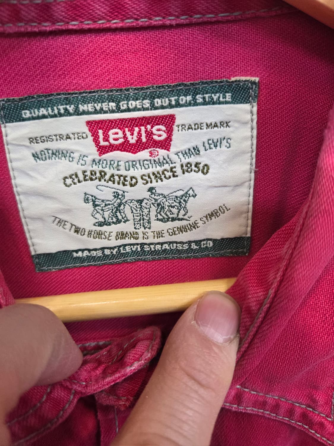 리바이스 빈티지 웨스턴 스티치 코튼 핑크 셔츠긴팔 xl 오버핏 상품이미지3