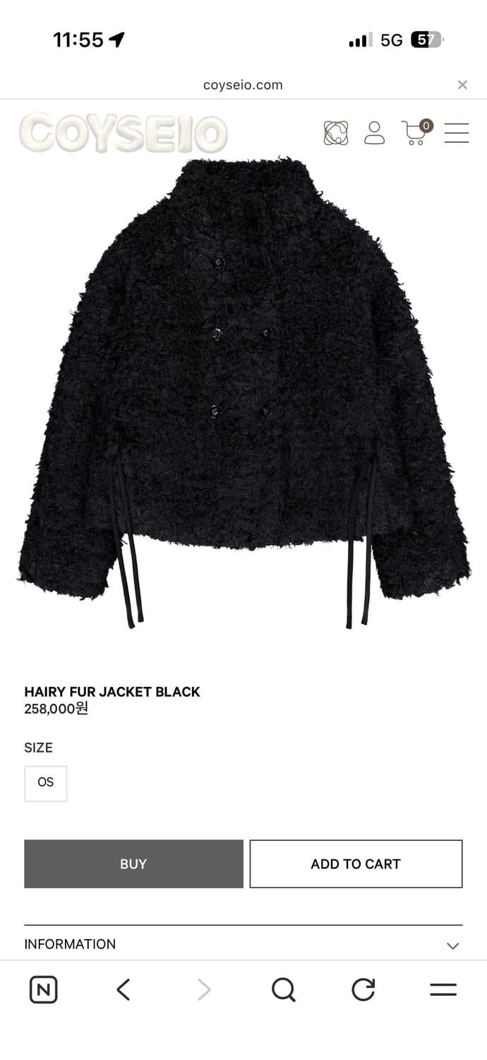 COYSEIO 헤어리 퍼 자켓 블랙 상품이미지1