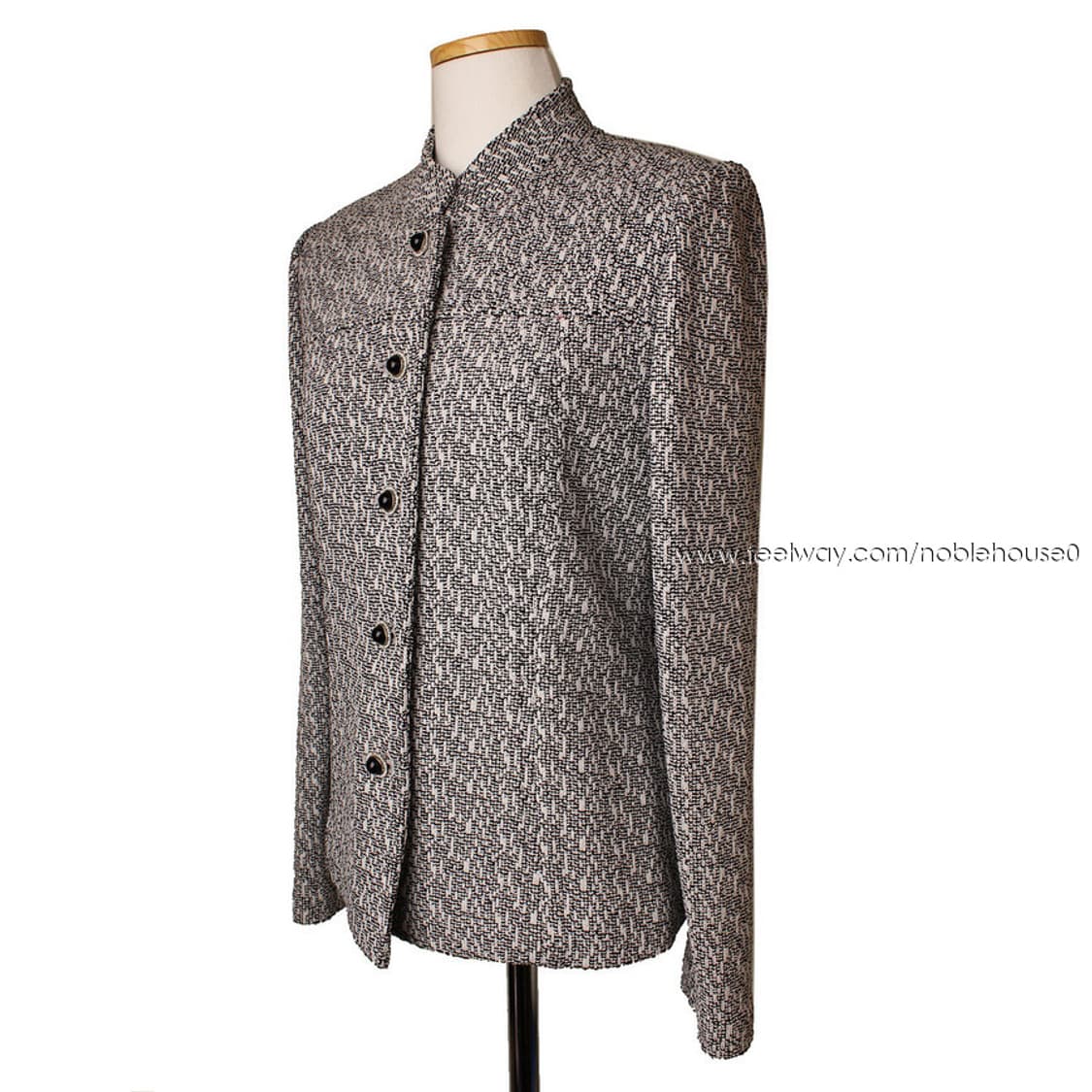 레이나뉴욕 블랙&화이트 보카시 울 니트 자켓(66) 상품이미지2