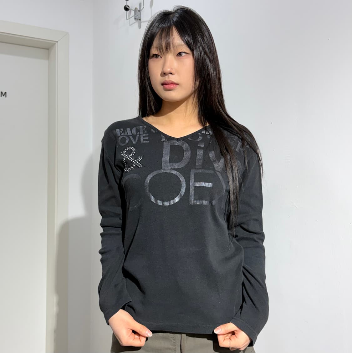 semantic design y2k 큐빅 긴팔티셔츠 상품이미지1