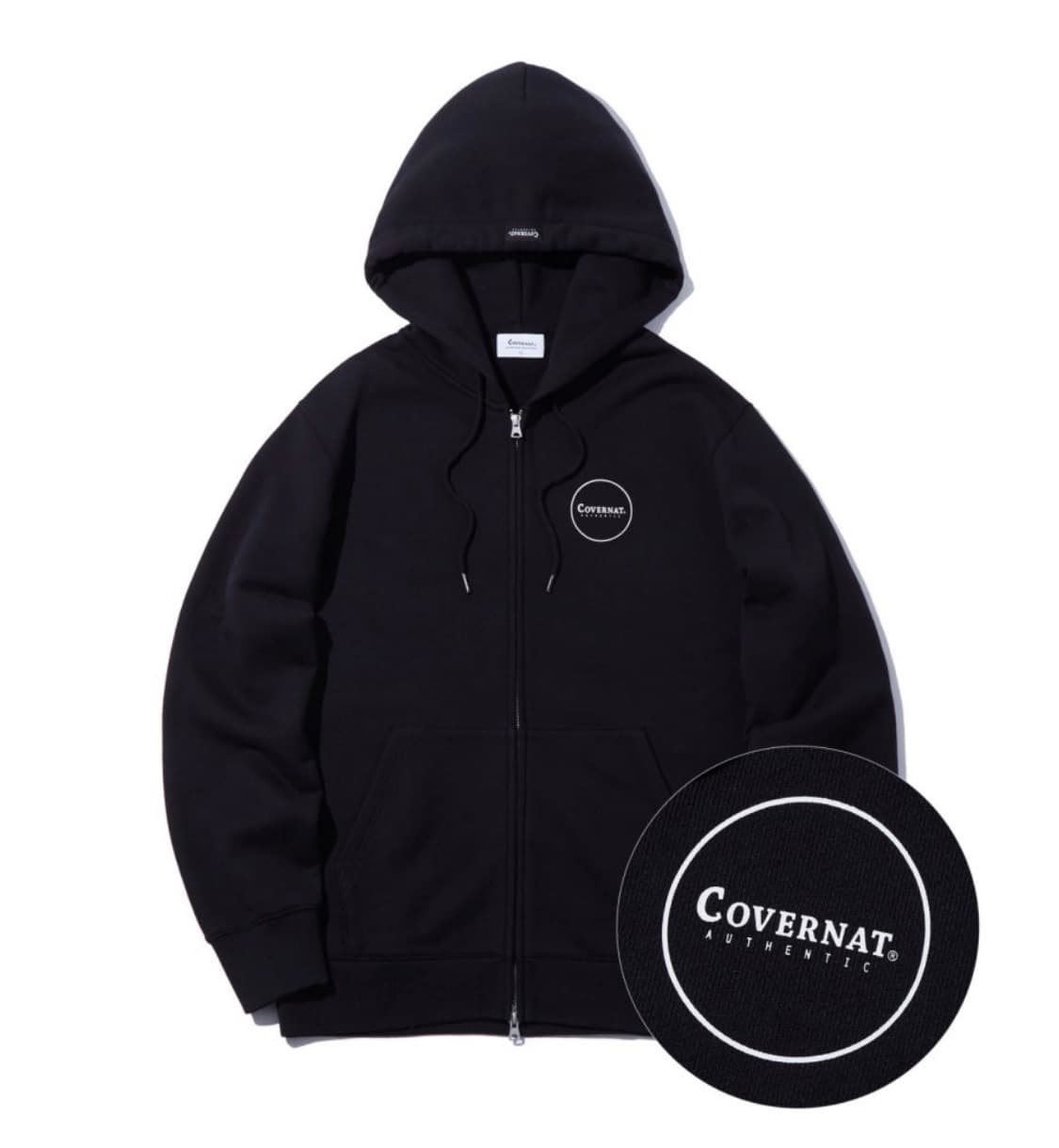  커버낫(Covernat) 어센틱 로고 검정 후디 집업 S 상품이미지1
