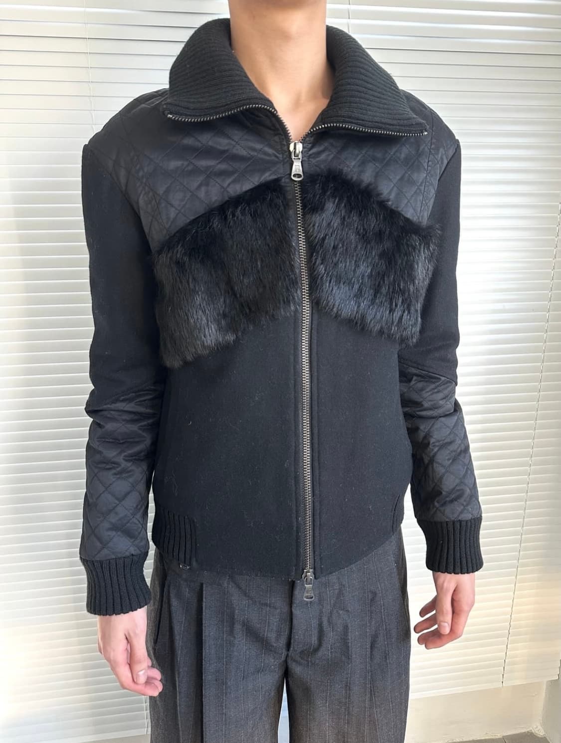 발망 퍼 하이넥 봄버 자켓 상품이미지2