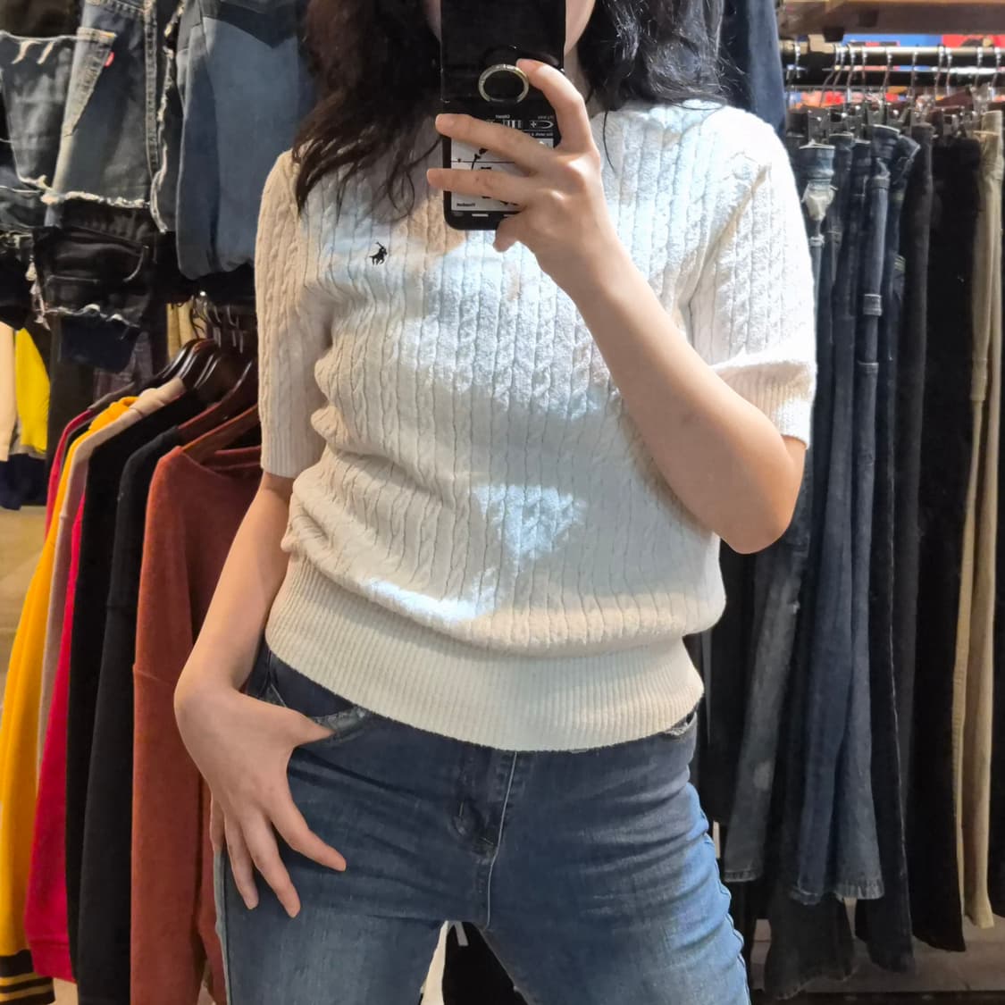 [NO.9] 폴로 꽈배기 반팔 니트 화이트 상품이미지2