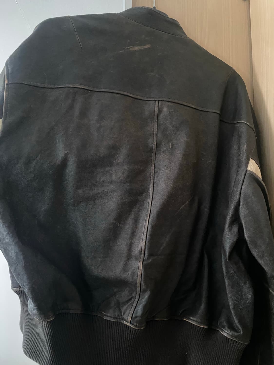 쿠어 디스트레드 믹스드 레더자켓 상품이미지3