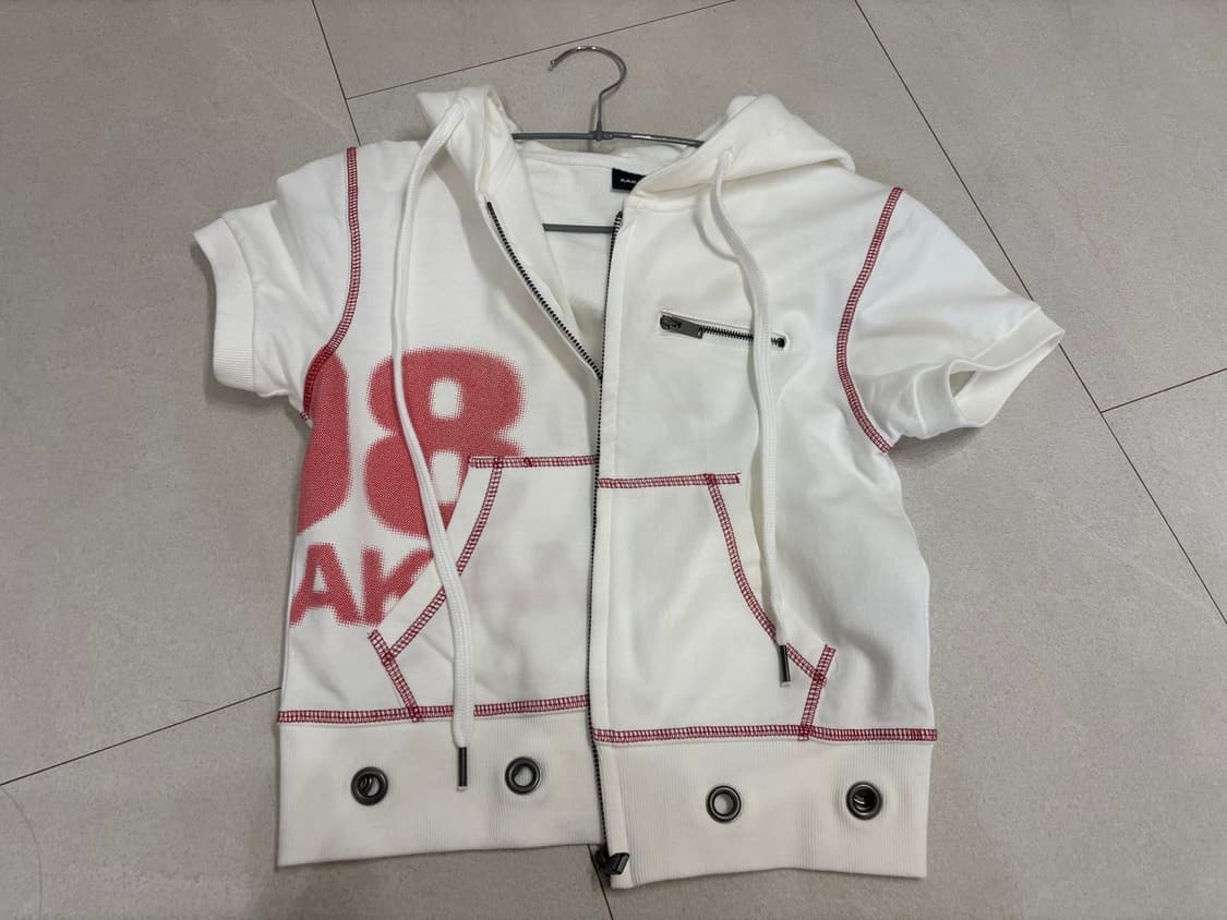 아캄 Hooded Eyelet Half Zip-Up (White) 상품이미지2