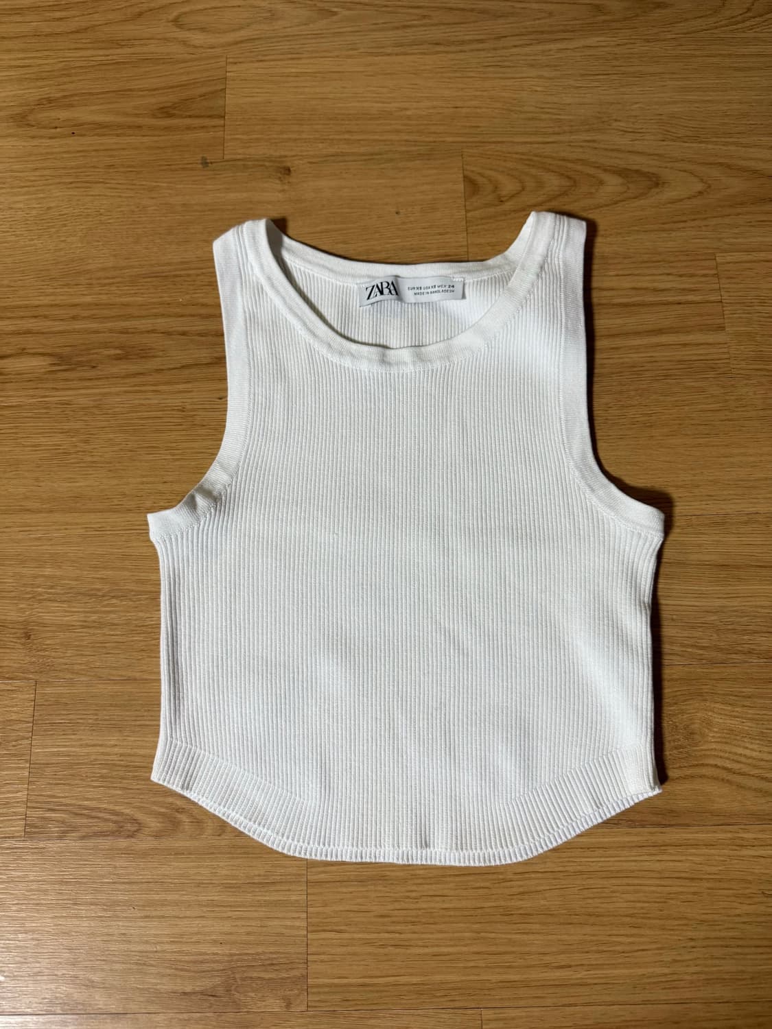Zara 자라 화이트 골지 크롭 니트 나시  XS 상품이미지1