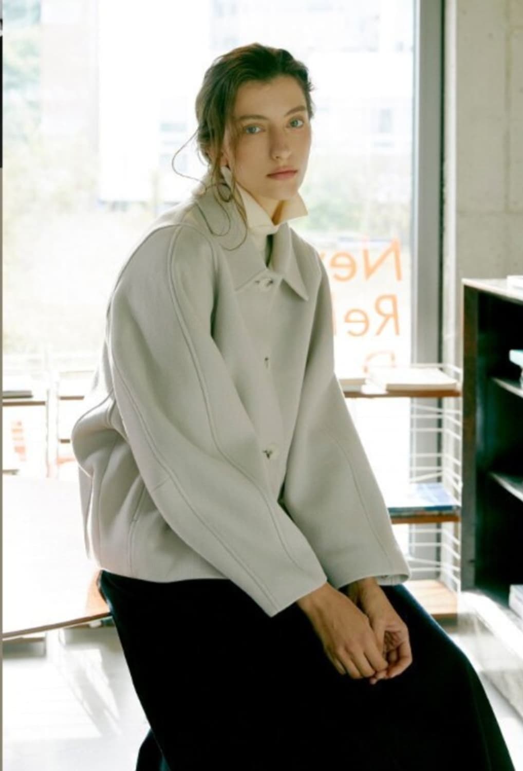 프론트로우(RTONTROW)코쿤슬리브 울캐시미어 코트 더스티베이지 상품이미지1