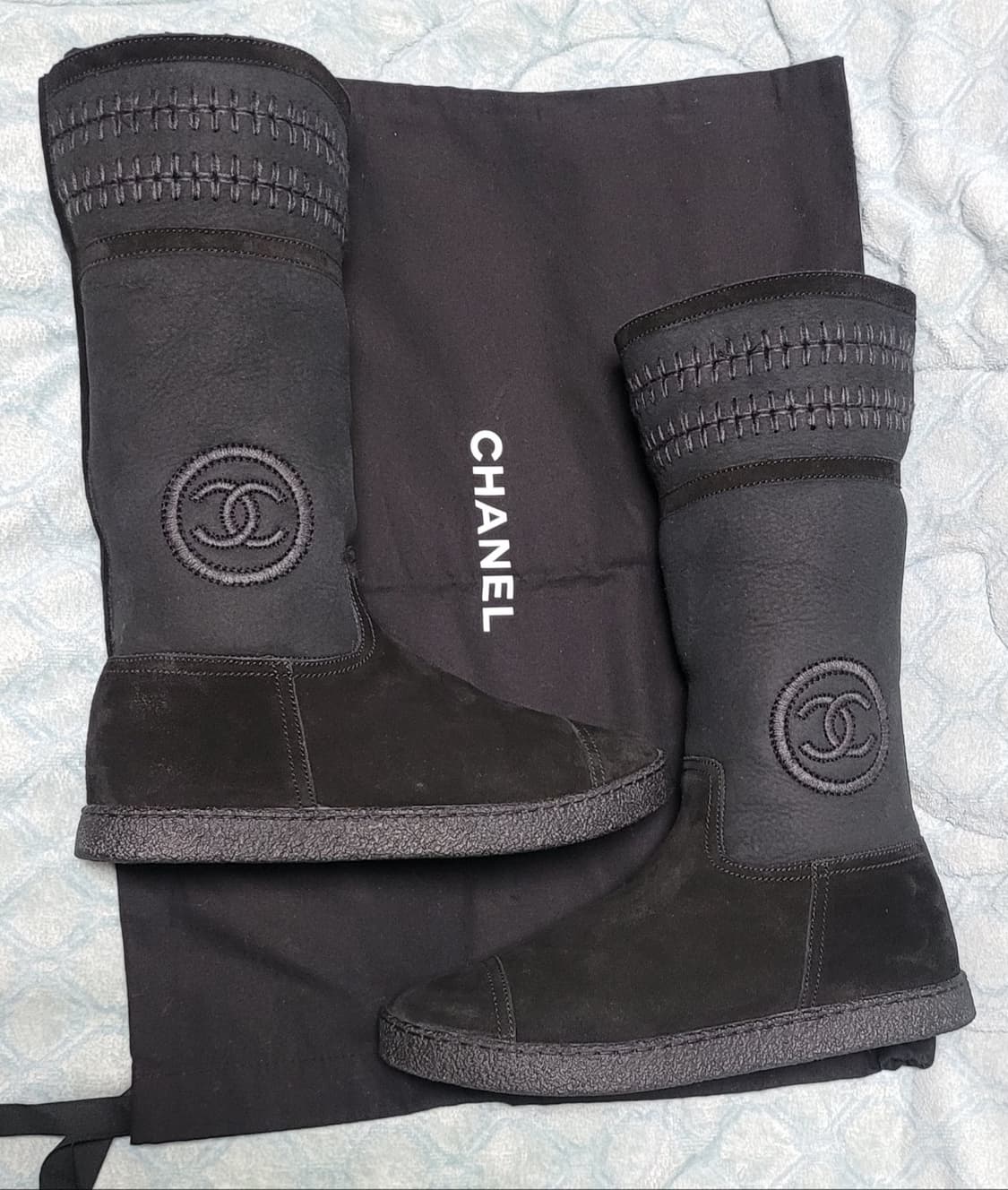 [정품] 샤넬 부츠 세무 양가죽 블랙 사이즈 38.5 (여성용) 한정판 상품이미지5