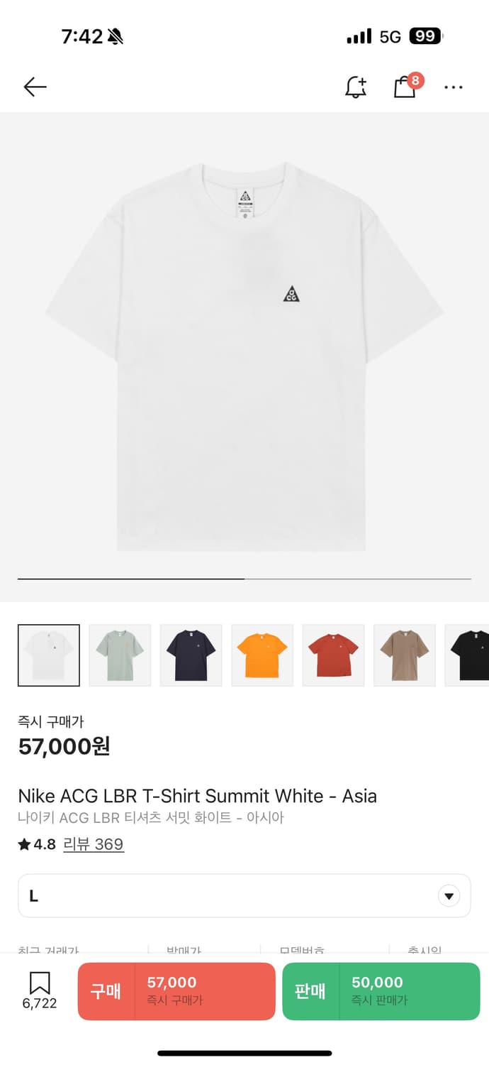 나이키 acg 반팔 L 판매합니다 상품이미지1