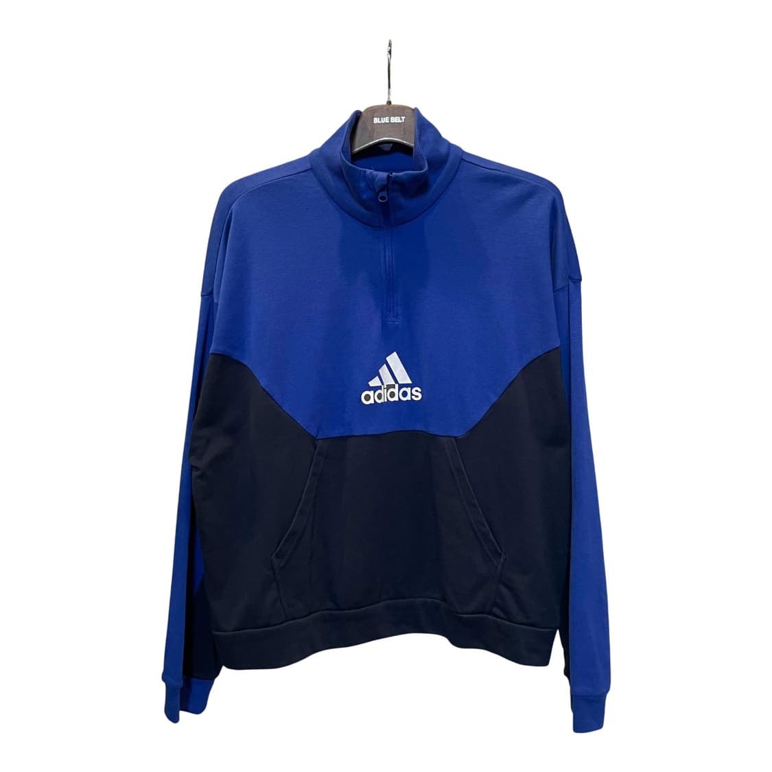 아디다스 반집업 맨투맨 하이넥 캥거루 포켓 배색 디테일 블루 네이비 상품이미지1