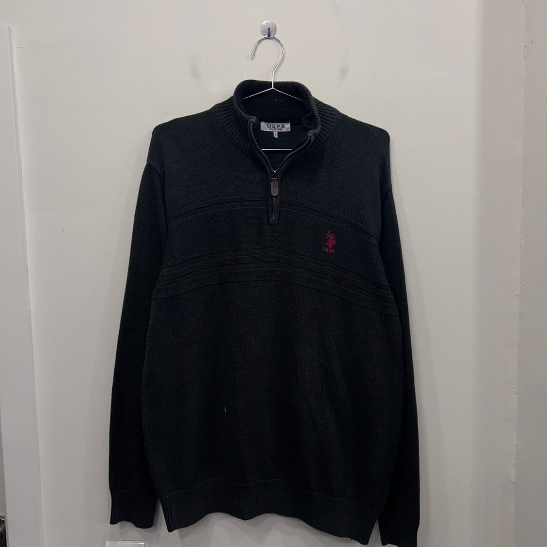 US POLO ASSN 자수로고 반집업 긴팔 니트 상품이미지2