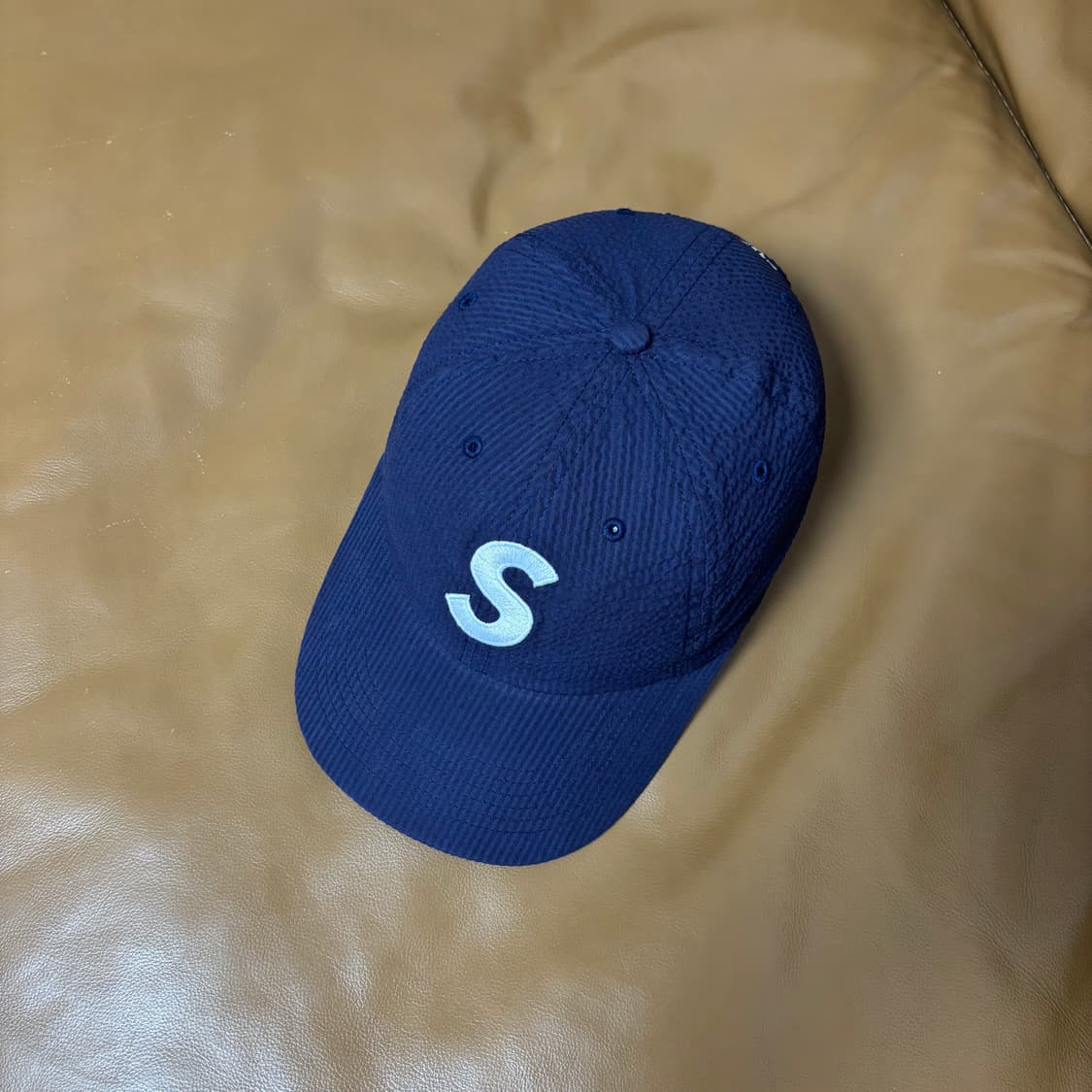 슈프림 S로고 6패널 볼캡 모자 24ss 시어서커 네이비 상품이미지6