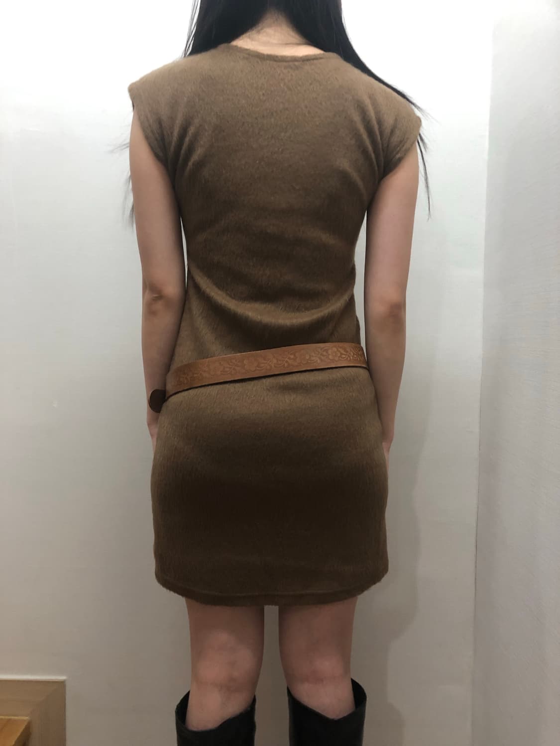 빈티지 브라운 퍼 디테일 원피스 상품이미지9