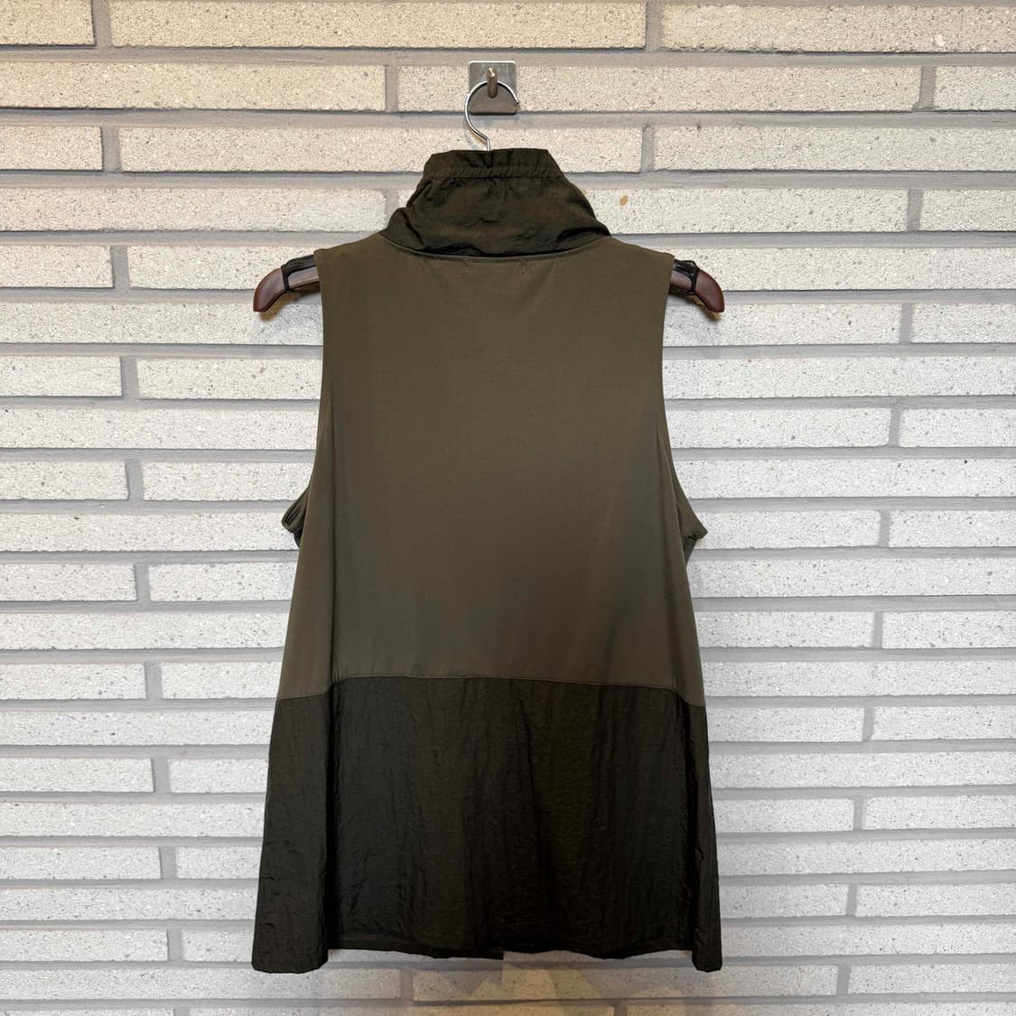 JPN VINTAGE 나시 카라 셔링 배색 디테일 카키 상품이미지2