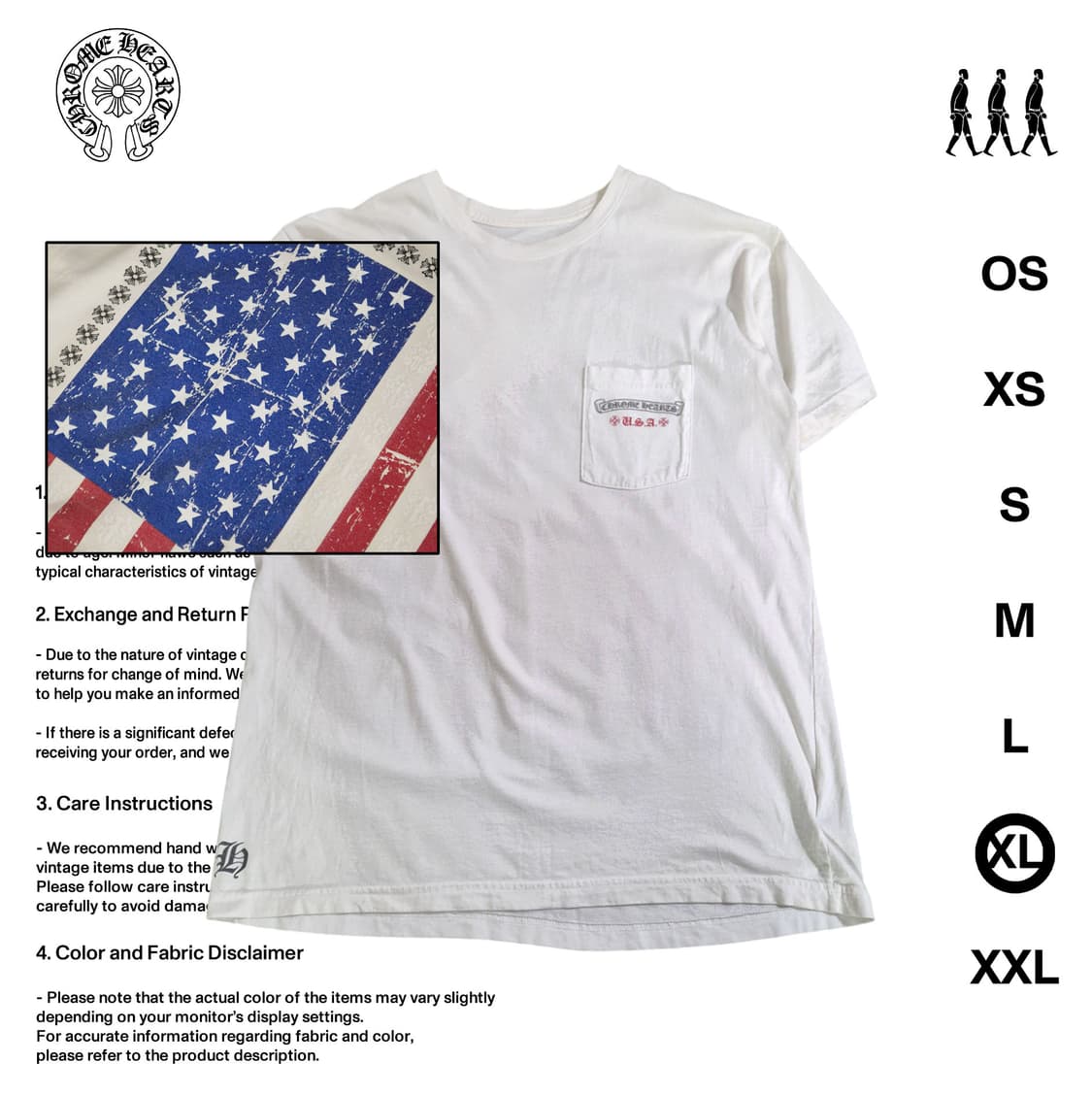 크롬하츠 성조기 반필티셔츠 XL사이즈 상품이미지1