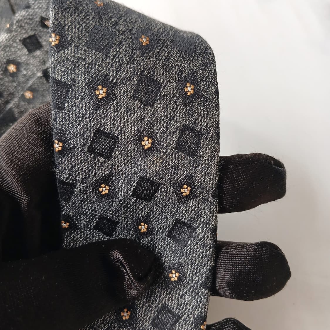 지오 송지오 실크 그레이 패턴 넥타이 7.5cm A+~A등급 E965 상품이미지10