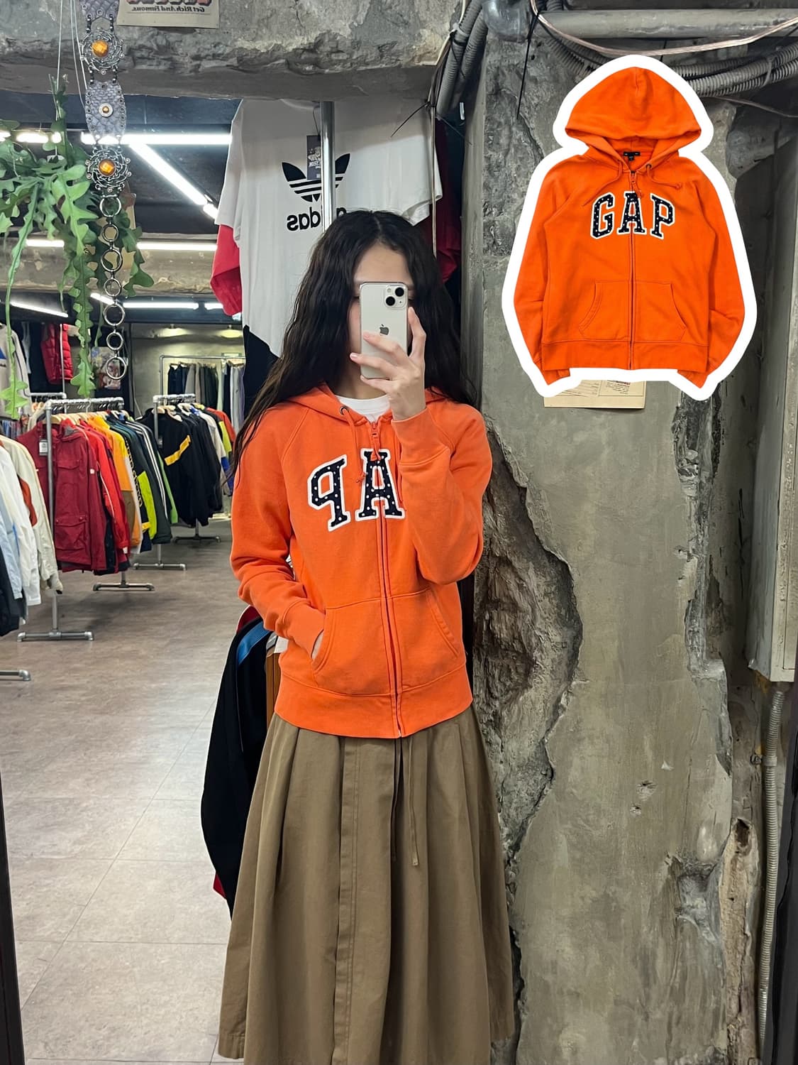 갭 도트 레터링 후드집업 오렌지 S #csz1779 상품이미지1