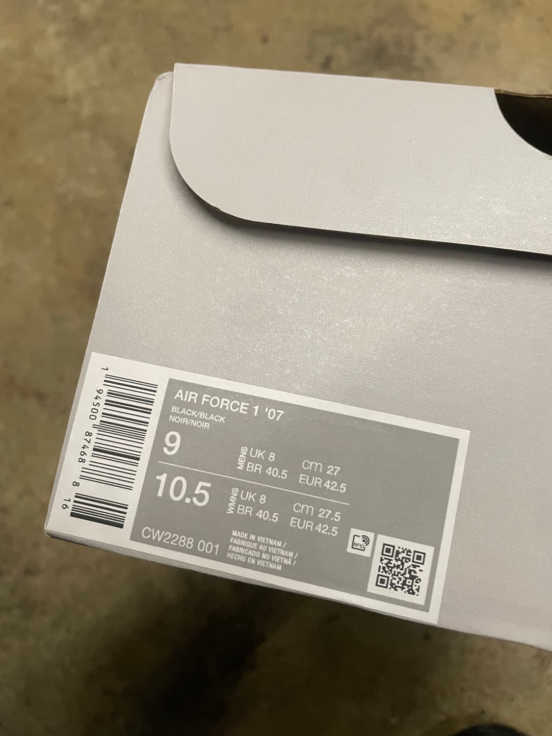 나이키 에어포스 1 ‘07 블랙/블랙(새 제품) 상품이미지4