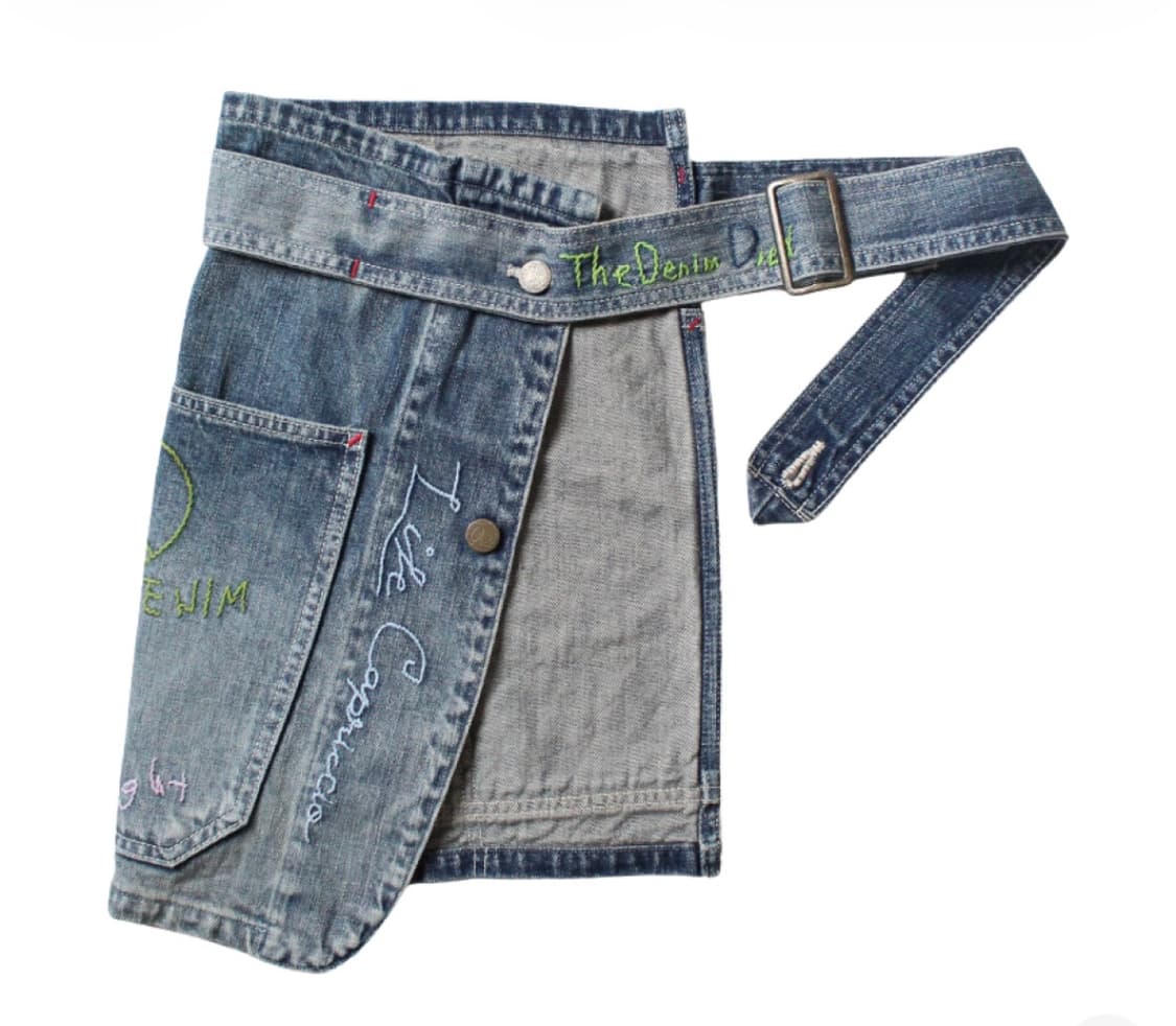 캐피탈 12온즈 데님 커버올 랩 에이프런 자수 프로세싱 앞치마 벨트 상품이미지1